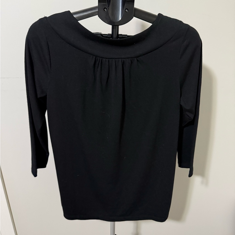Bob Mackie Top Womens Small Black Embroidered 3/4 Sleeve Pullover NWT - Picture 2 of 6